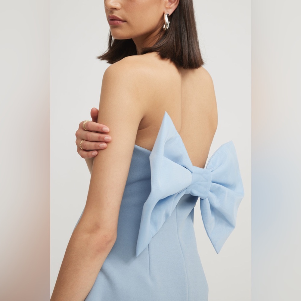 Tojha bow back Blue Strapless Dress nwt - Picture 3 of 9